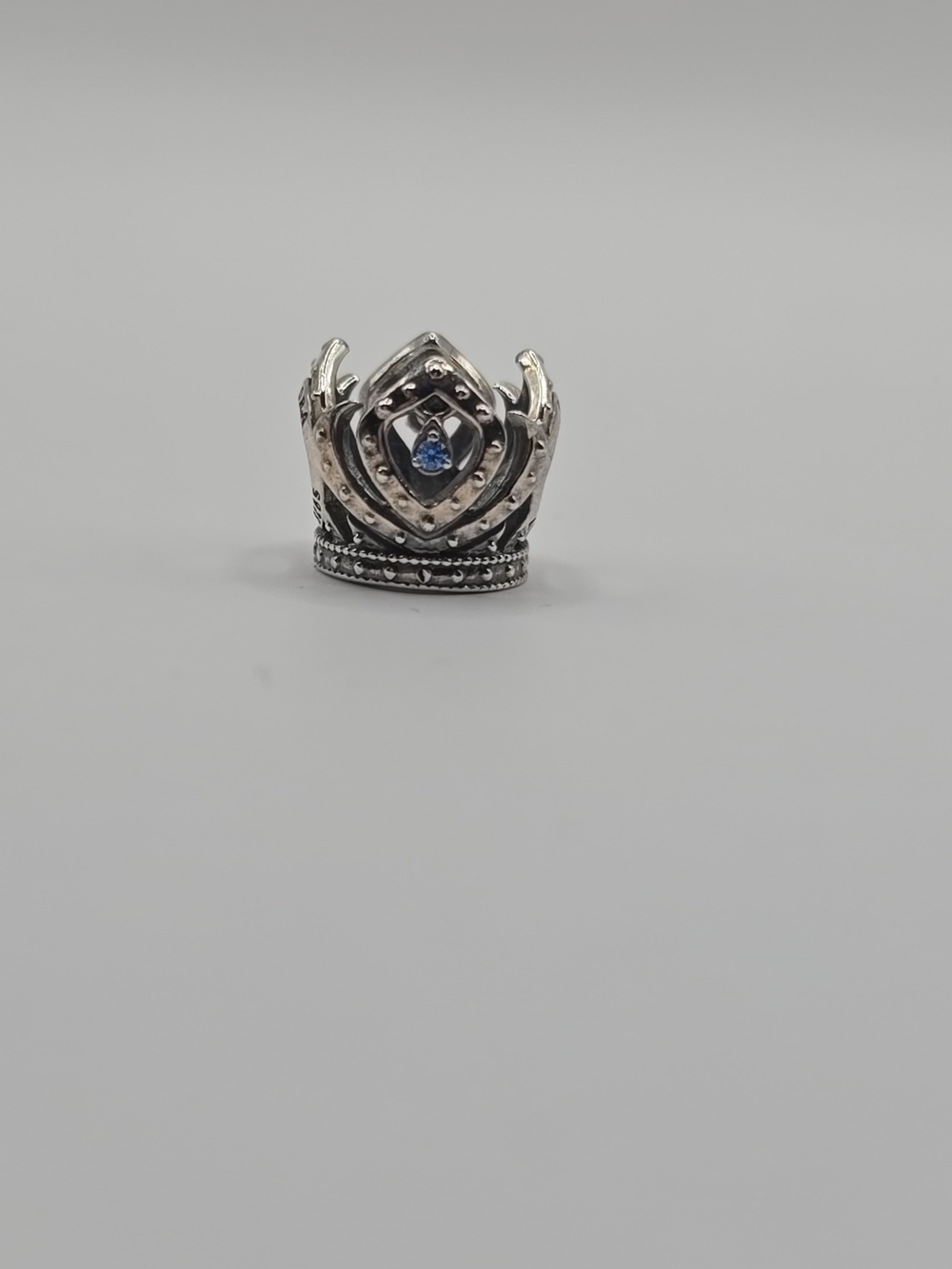 Authentic Retired Pandora Royal Crown Charm S925 ALE Silver with Blue Crystal
